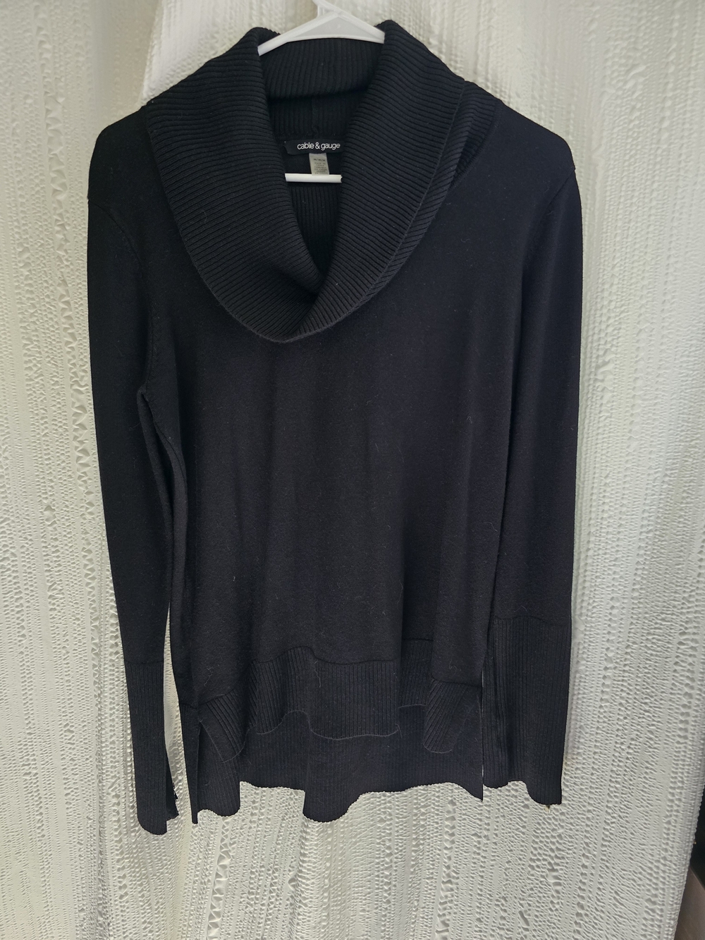 Womens M Cable & Gauge Black Cowl Neck Women’s Sweater